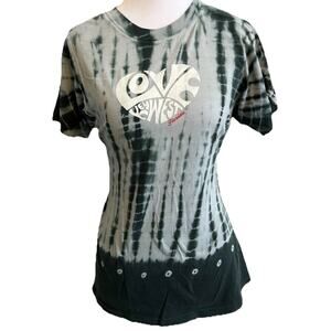 VTG Y2K Tie Dyed Women’s T-Shirt Black Heart Love Key West Florida Boho Casual L